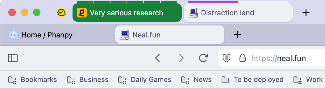 Screenshot of Vivaldi's tab bar, showing two levels of tabs.